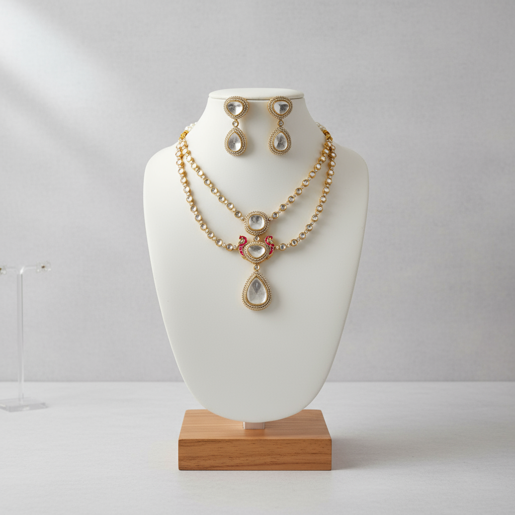 Moissanite Kundan Necklace Set