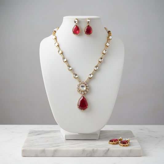 Moissanite Kundan Necklace Set