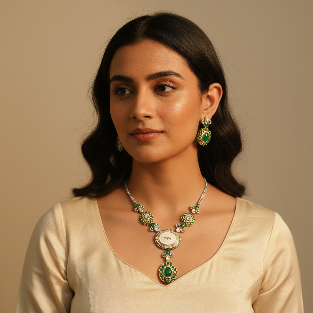 Moissanite Kundan Necklace Set