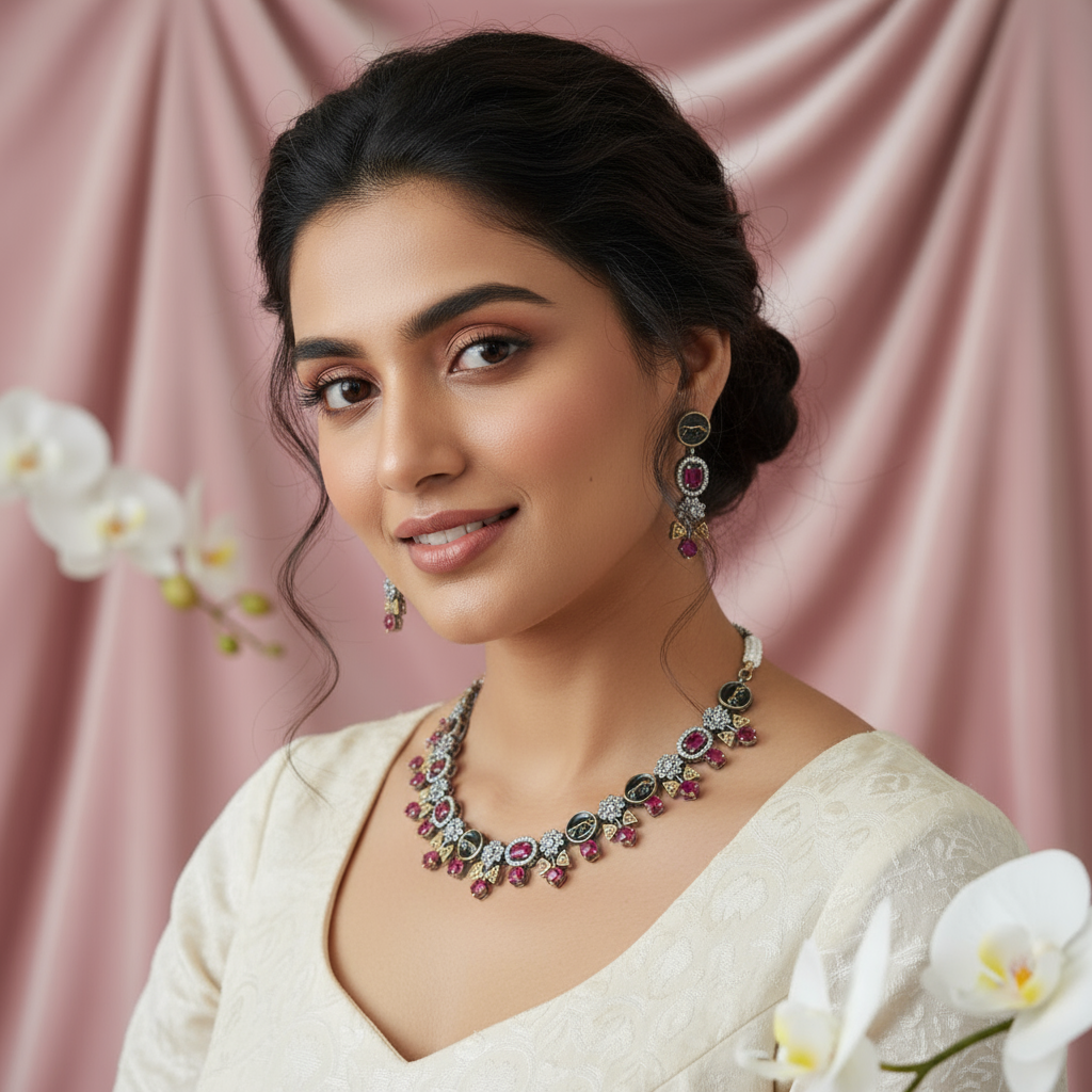 Moissanite Kundan Necklace Set