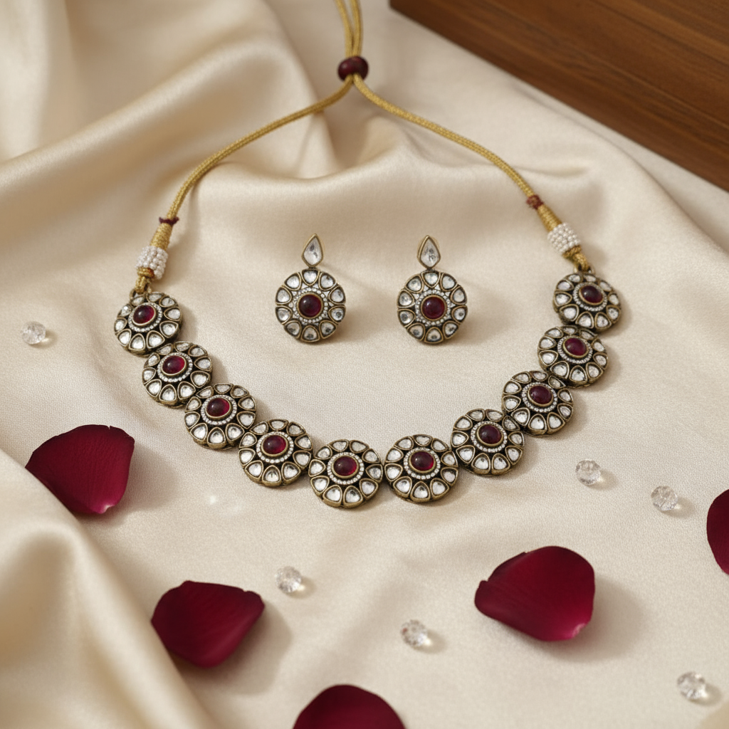 Moissanite Kundan Necklace Set