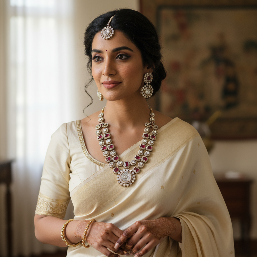 Moissanite Kundan Necklace Set