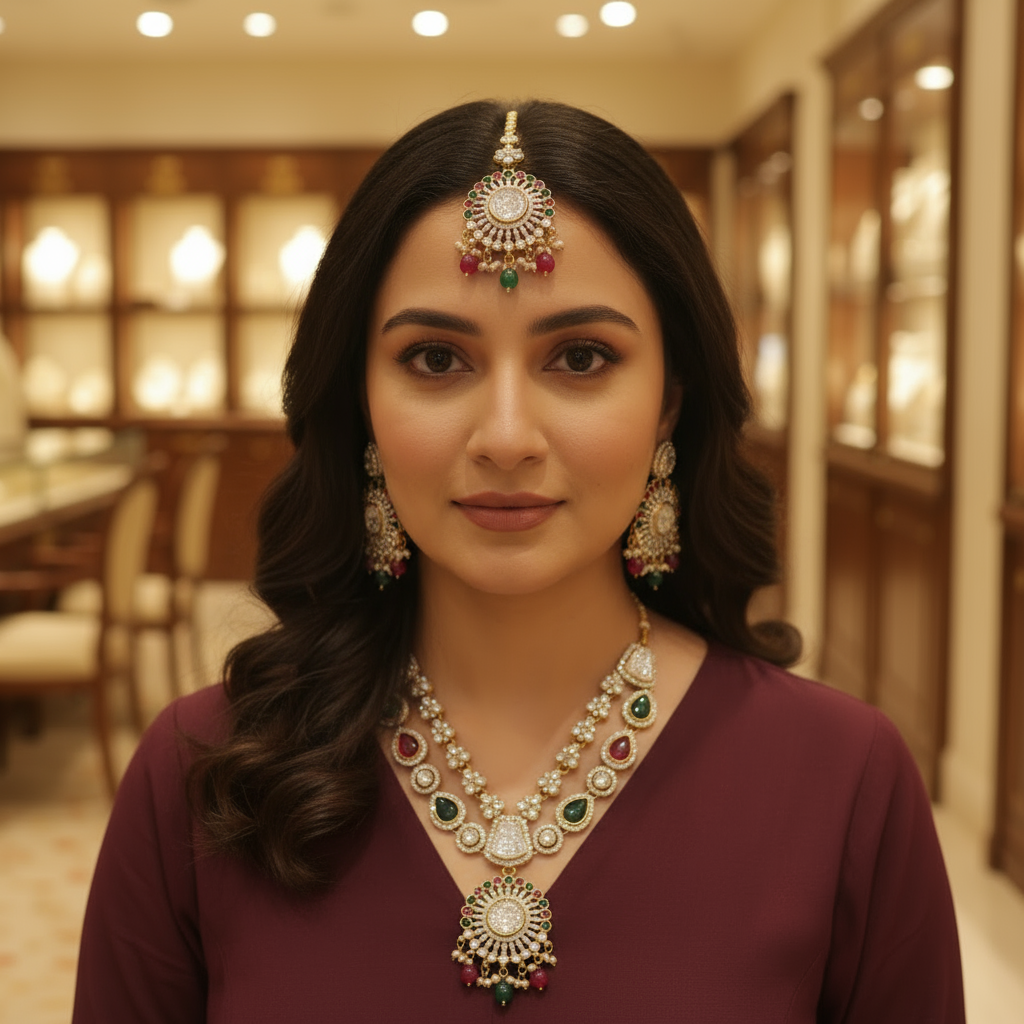 Moissanite Kundan Necklace Set