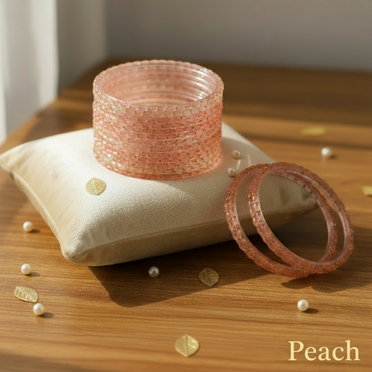 Raindrop Bangles - Peach (Set of 12)
