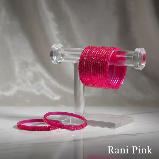 Raindrop Bangles - Rani Pink (Set of 12)