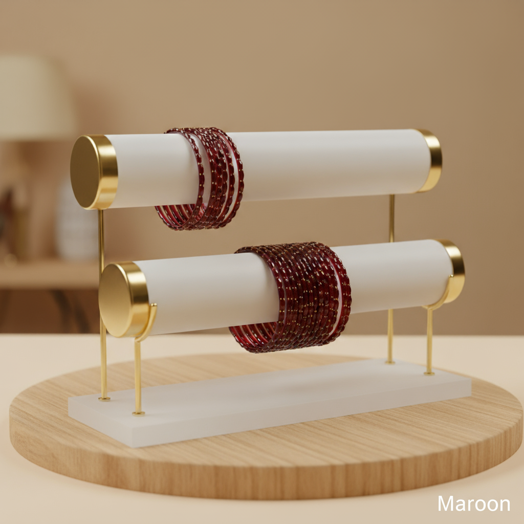 Raindrop Bangles - Maroon (Set of 12)