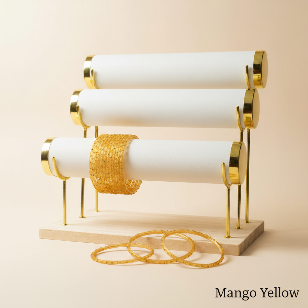 Raindrop Bangles - Mango Yellow (Set of 12)