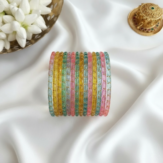Raindrop Bangles - Light Multi-color (Set of 12)