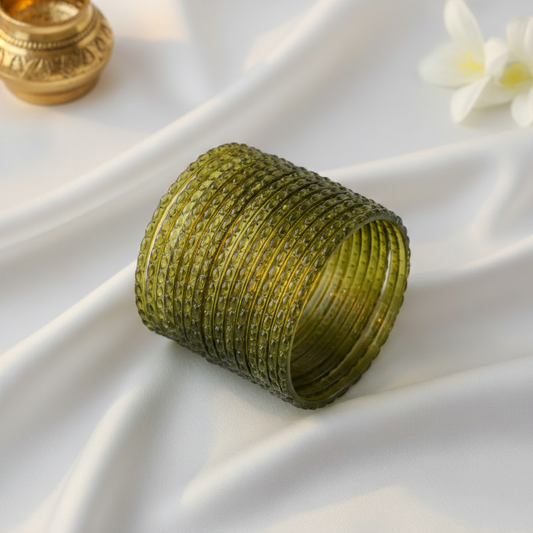 Raindrop Bangles - Mehandi (Set of 12)
