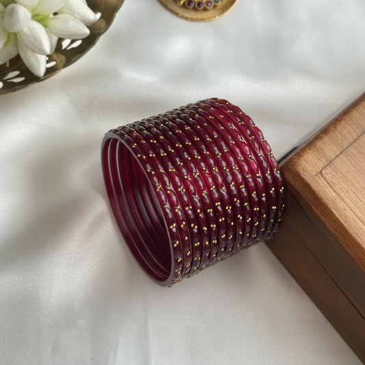 Raindrop Bangles - Maroon (Set of 12)