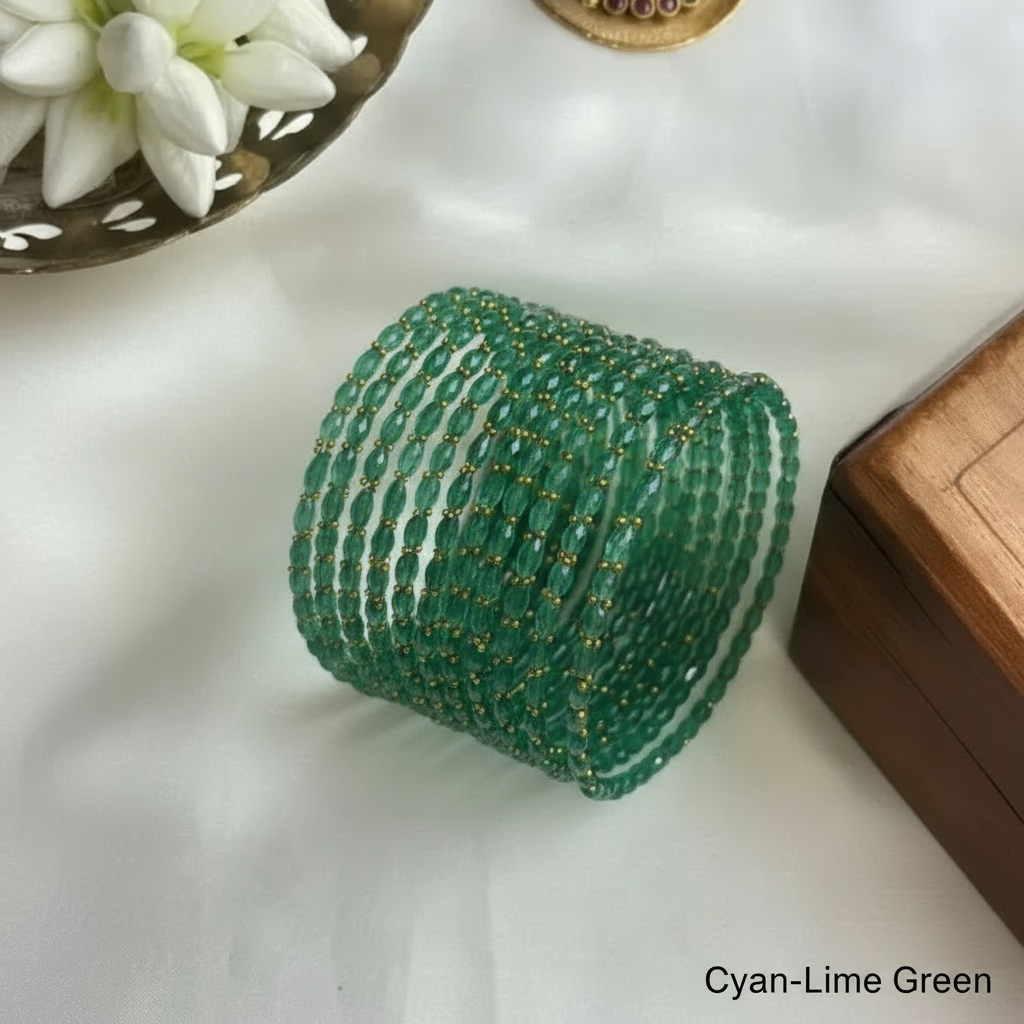 Raindrop Bangles - Cyan Lime Green (Set of 12)