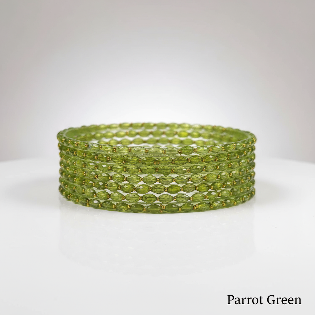 Raindrop Bangles - Parrot Green (Set of 12)