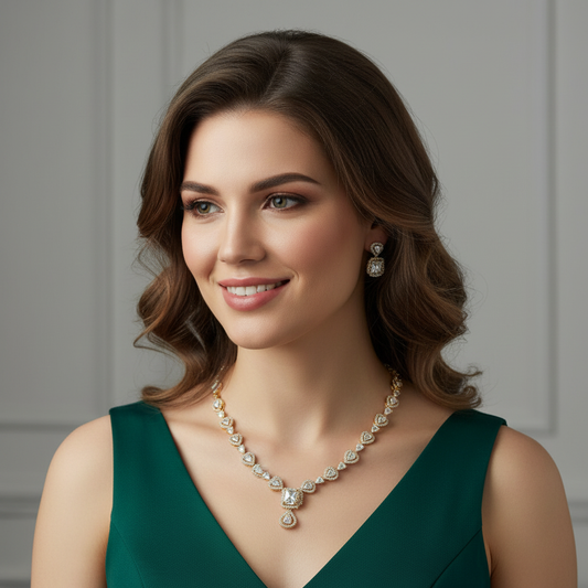 Gold Plated AD Stone Necklace set