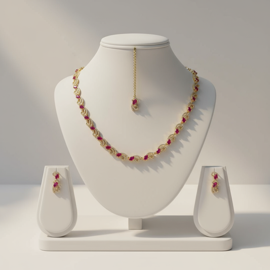 Gold Plated AD Stone Necklace set