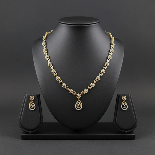 Gold Plated AD Stone Necklace set