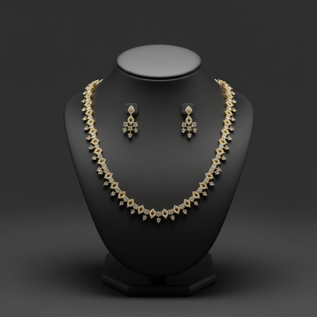 Gold Plated AD Stone Necklace set