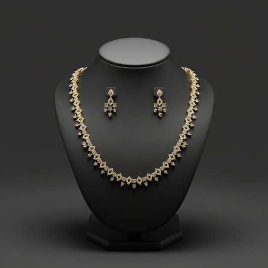 Gold Plated AD Stone Necklace set