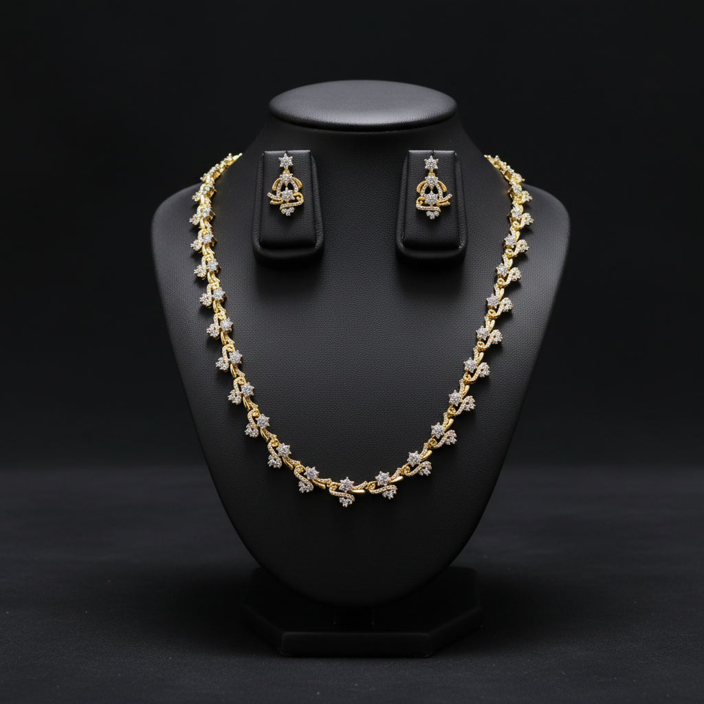 Gold Plated AD Stone Necklace set