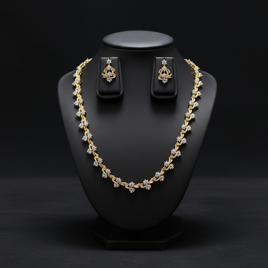 Gold Plated AD Stone Necklace set