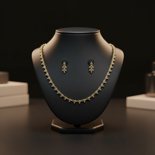 Gold Plated AD Stone Necklace set