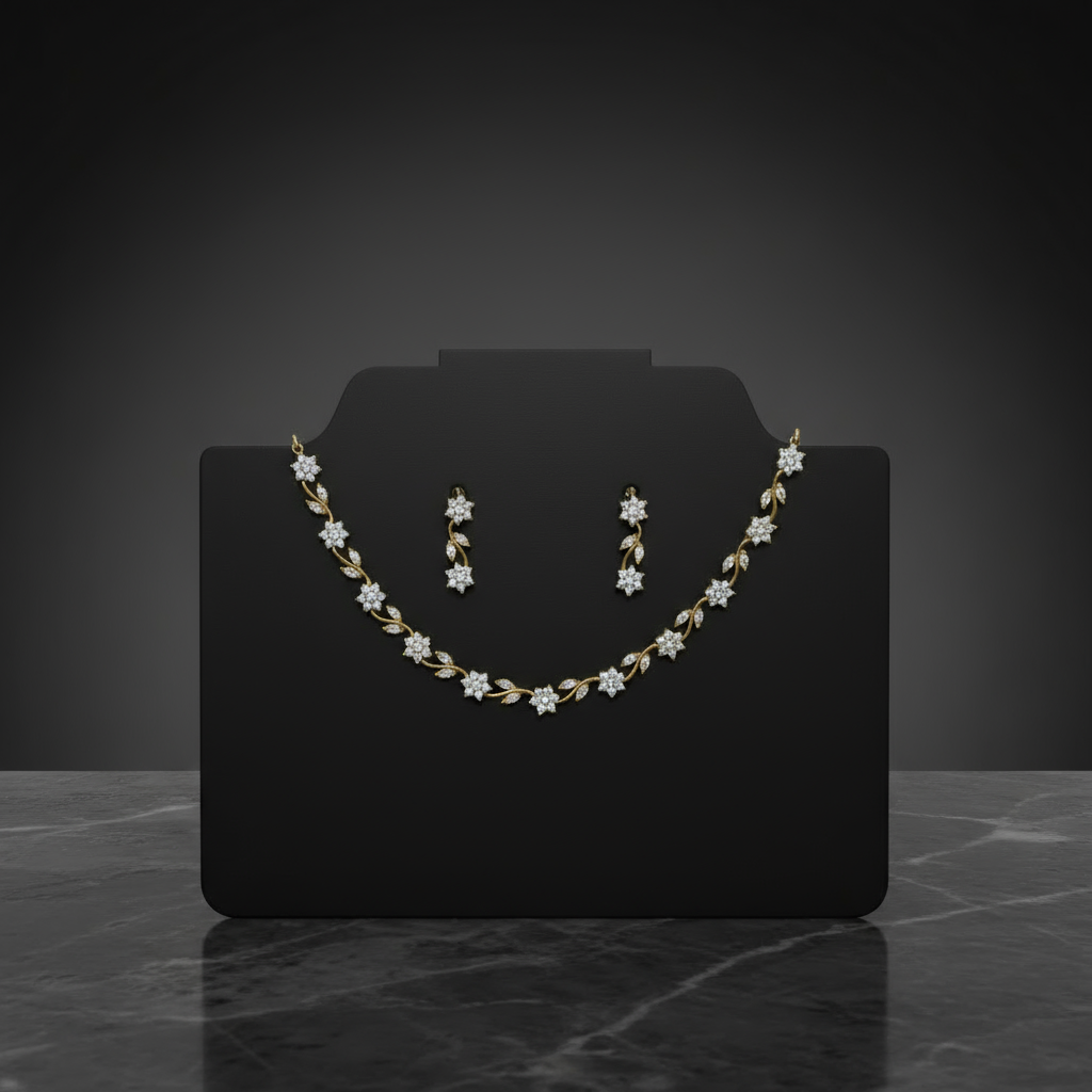 Gold Plated AD Stone Necklace set