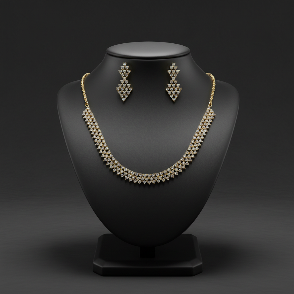 Gold Plated AD Stone Necklace set