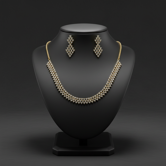 Gold Plated AD Stone Necklace set