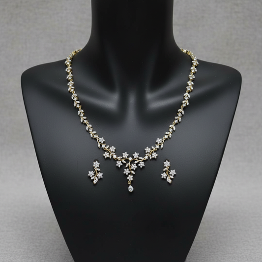 Gold Plated AD Stone Necklace set