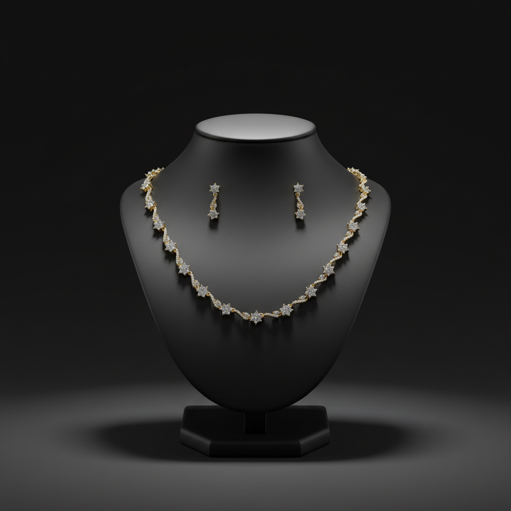 Gold Plated AD Stone Necklace set