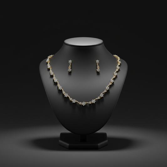 Gold Plated AD Stone Necklace set