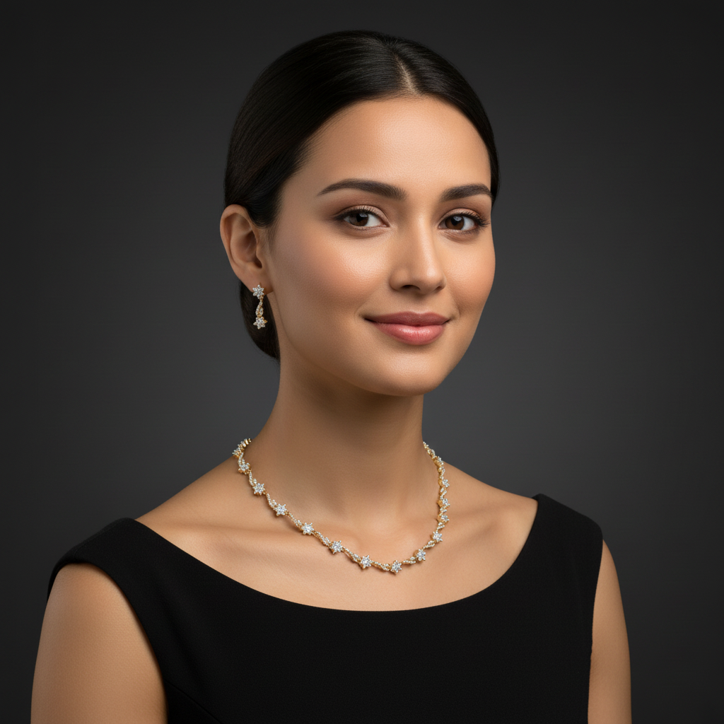 Gold Plated AD Stone Necklace set