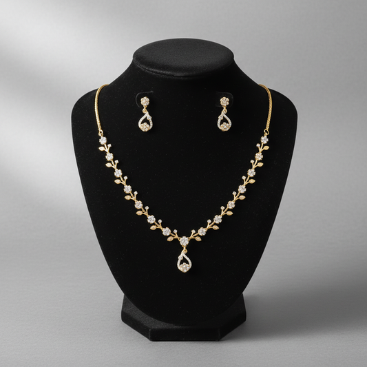 Gold Plated AD Stone Necklace set