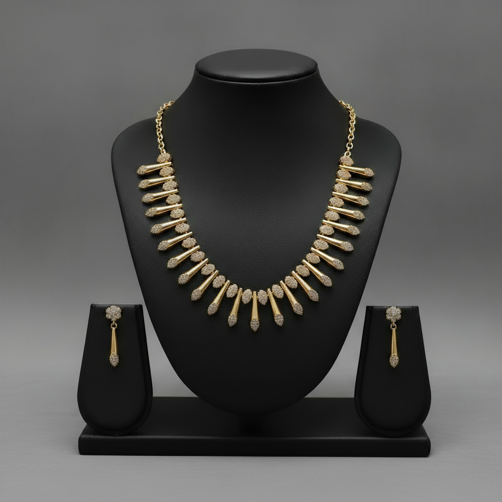 Gold Plated AD Stone Necklace set