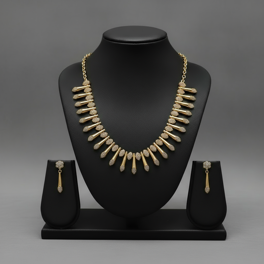 Gold Plated AD Stone Necklace set