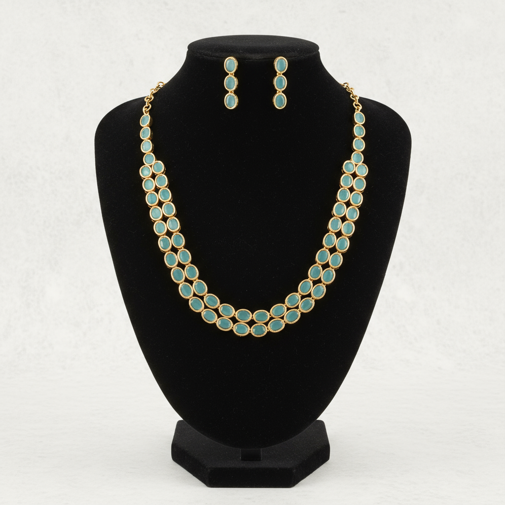Gold Plated stone  Necklace set