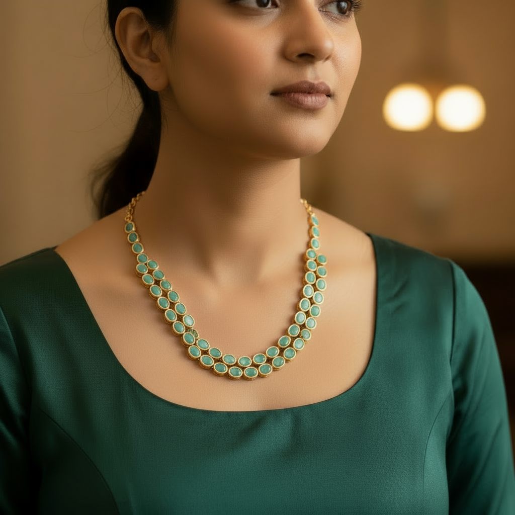 Gold Plated stone  Necklace set