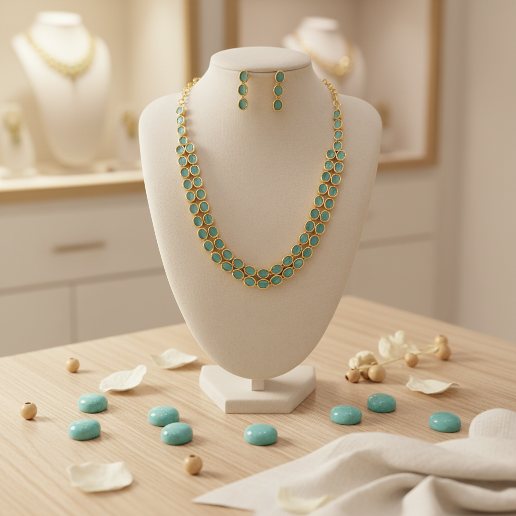 Gold Plated stone  Necklace set