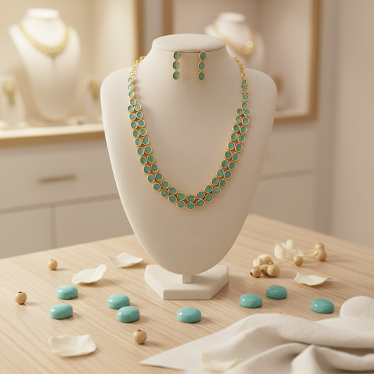 Gold Plated stone  Necklace set