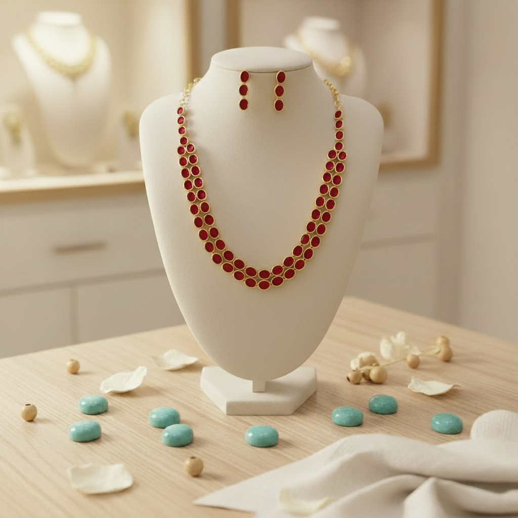 Gold Plated stone  Necklace set