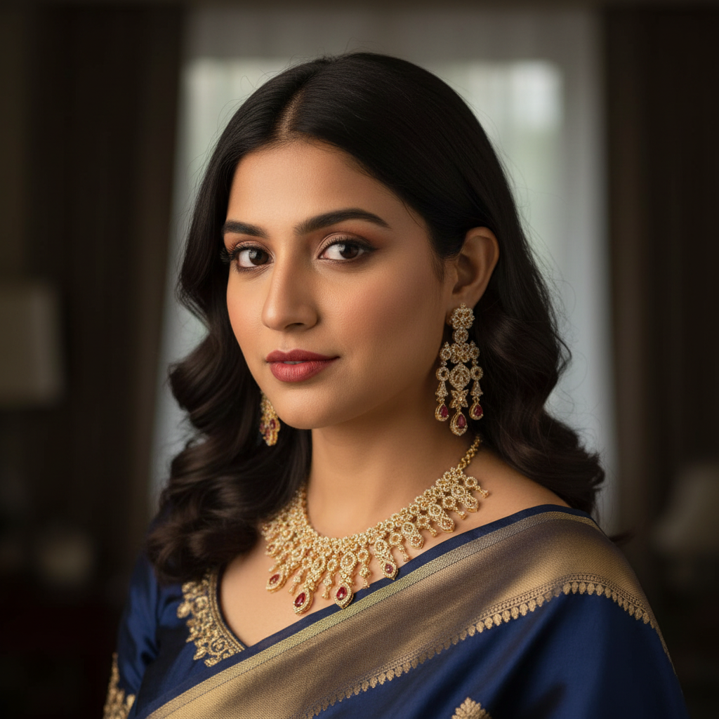 Gold Plated AD Stone Necklace set