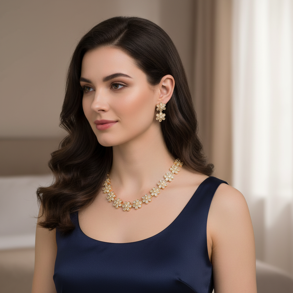 AD Floral Necklace Set