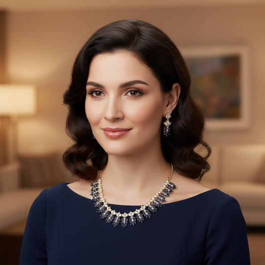 Gold Plated Blue AD Necklace set