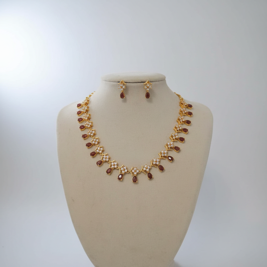 Gold Plated Sand Stone Necklace set