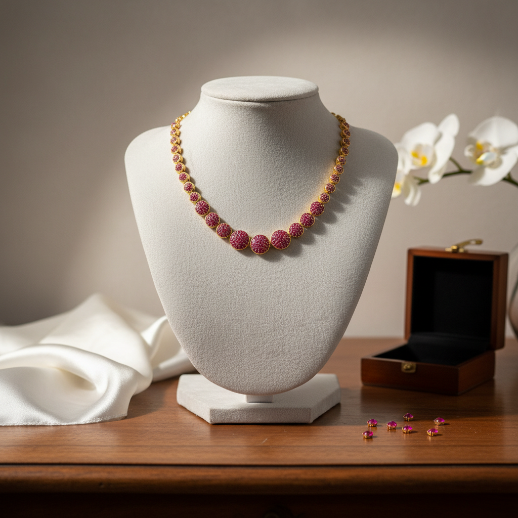 Gold Plated  Ruby  Necklace