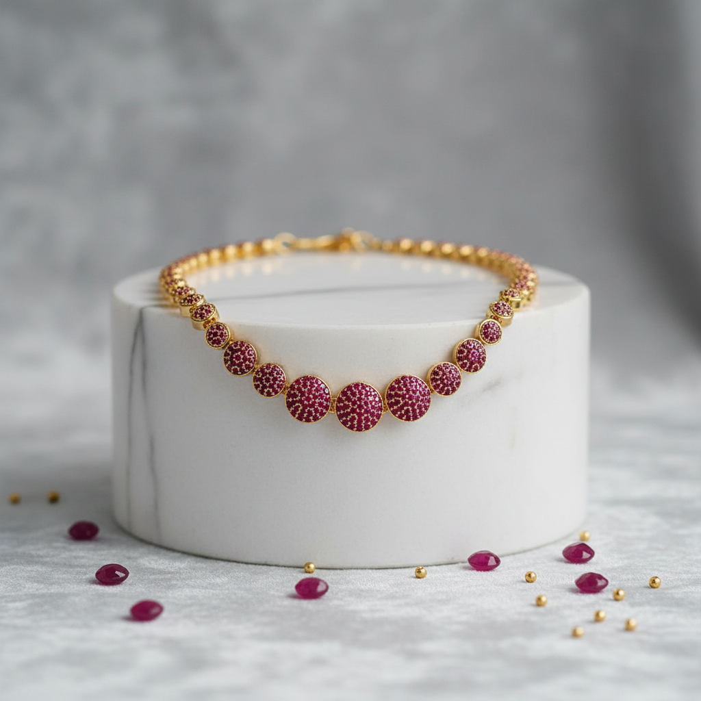 Gold Plated  Ruby  Necklace