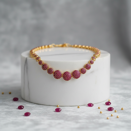 Gold Plated  Ruby  Necklace