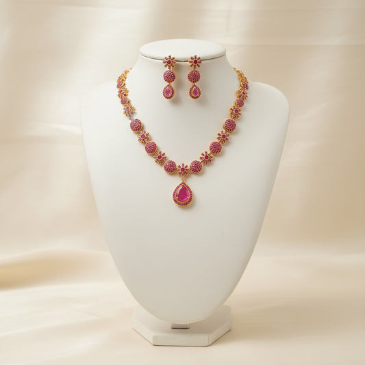 Gold Plated  Ruby  Necklace set