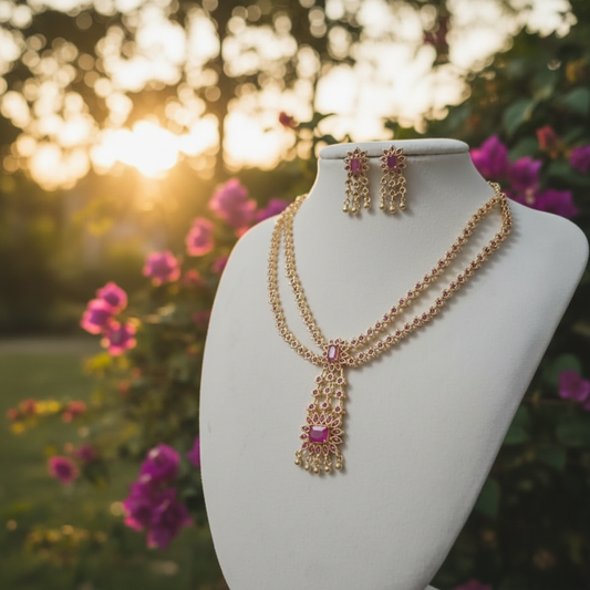 Gold Plated  Ruby  Necklace set