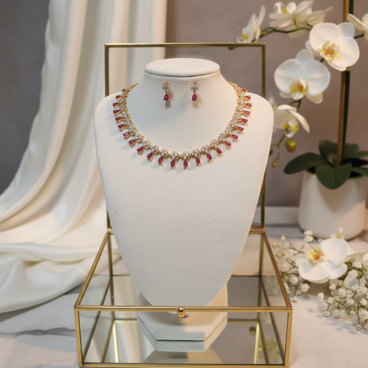 Gold Plated  Ruby  Necklace set