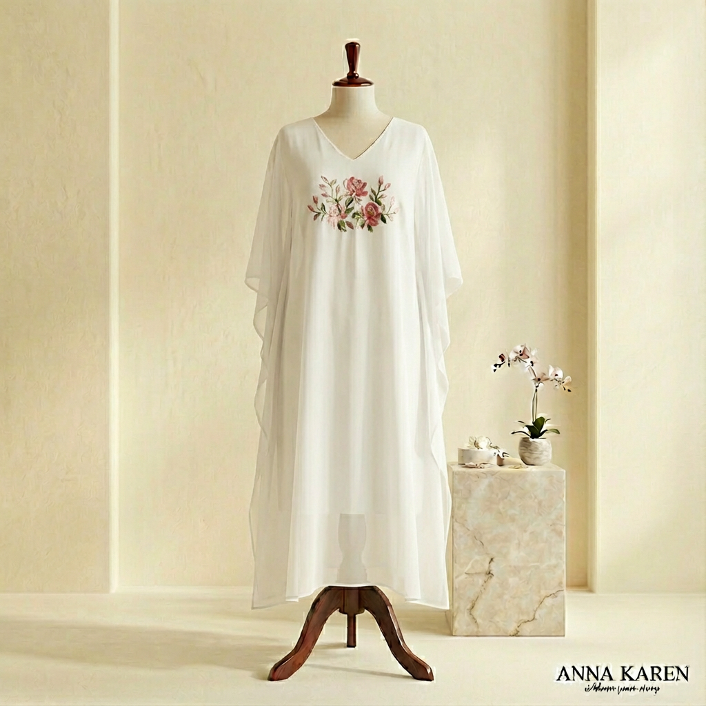 Black/White Kaftan Kurti with Thread and Bead work